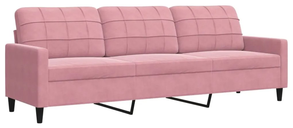 3 pcs conjunto de sofás com almofadões veludo rosa