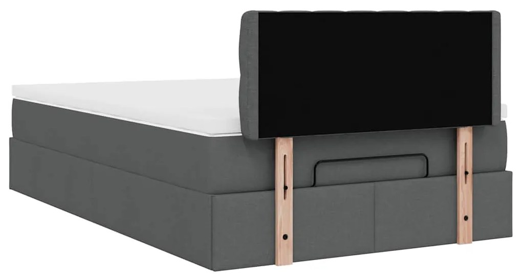 Cama otomana com colchão 120x190 cm tecido cinzento escuro