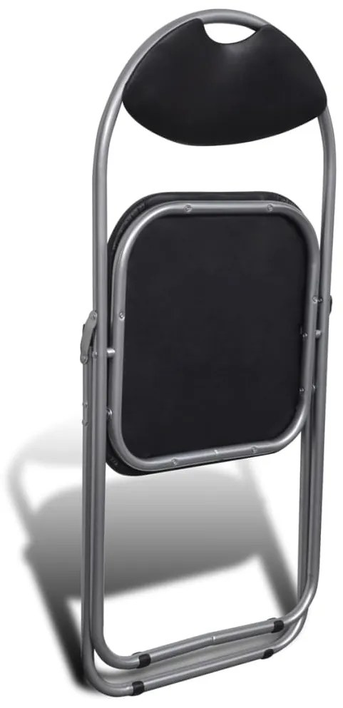 Cadeiras de jantar dobráveis 6 pcs couro artificial e aço preto