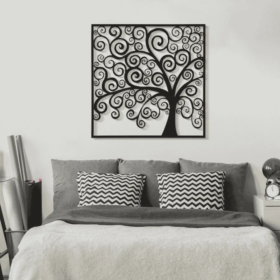 PAINEL DE PAREDE DE FERRO TRÊS 70X1X70 CM PRETO