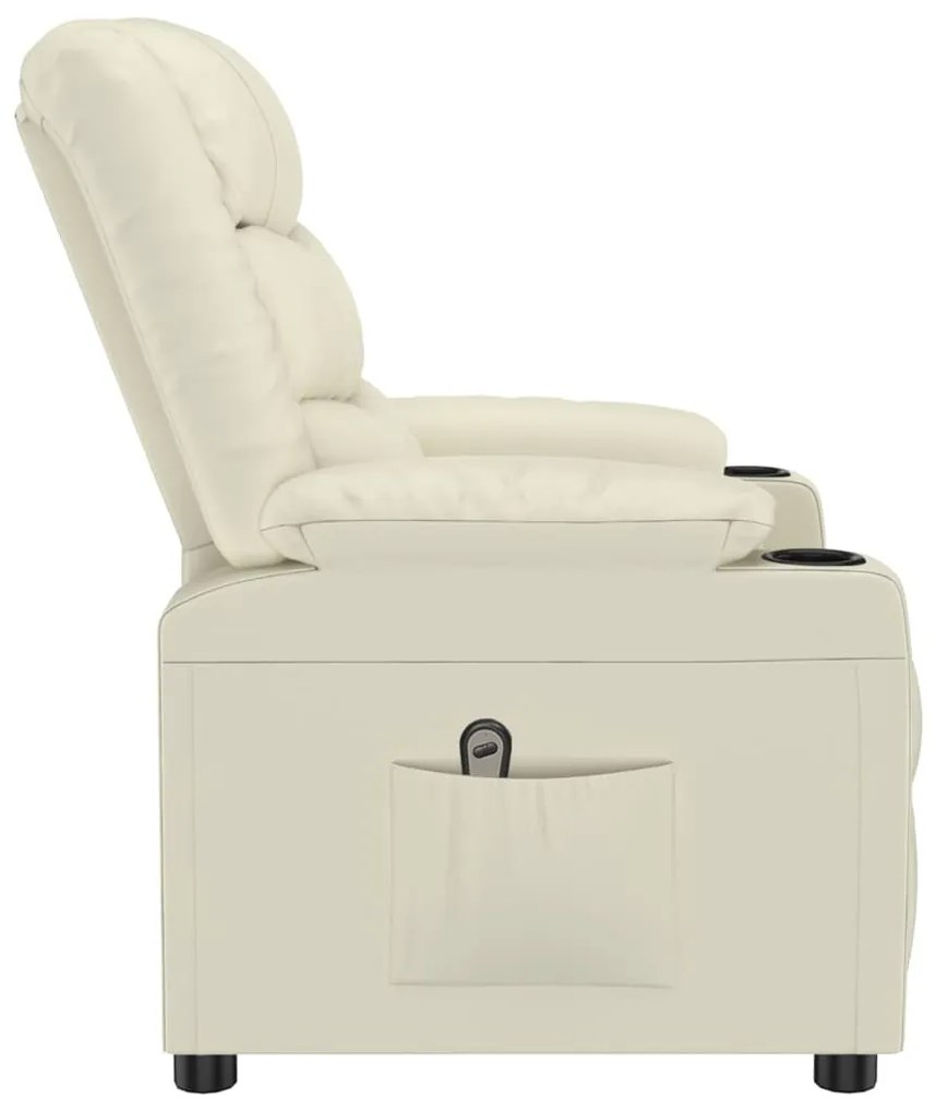 Poltrona reclinável elétrica couro artificial cor creme