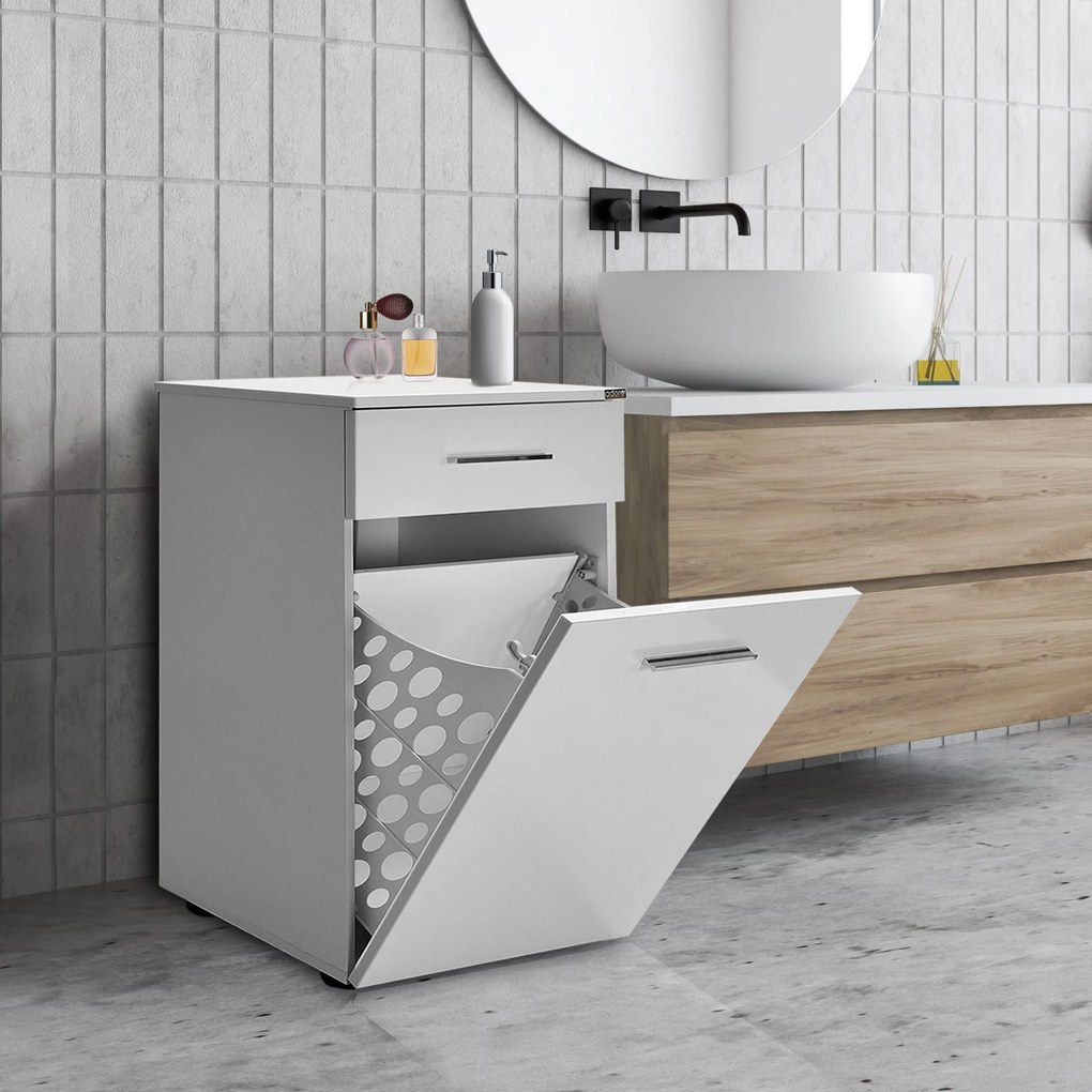 Armário de casa de banho "Lotus" com cesto de roupa - Design Moderno -