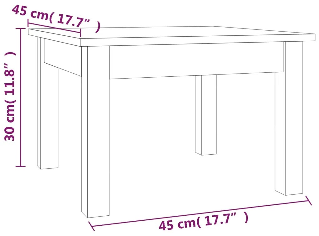 Mesa de centro 45x45x30 cm pinho maciço
