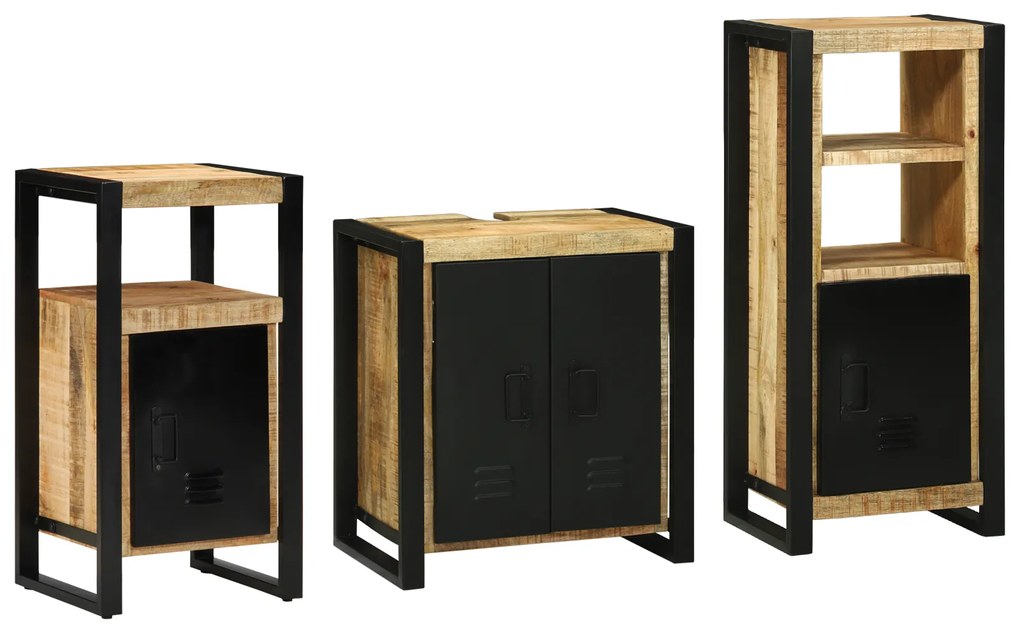 vidaXL Conjunto de Móveis para Banheiro 3 pcs Madeira de manga maciça