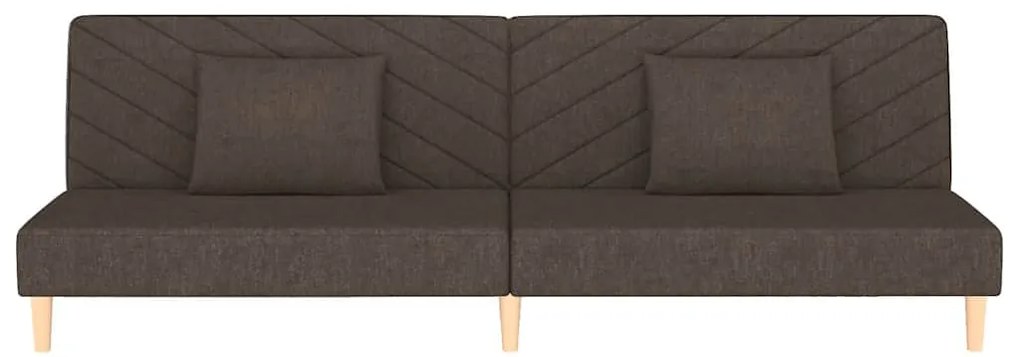 Sofá-cama 2 lugares com duas almofadas tecido castanho