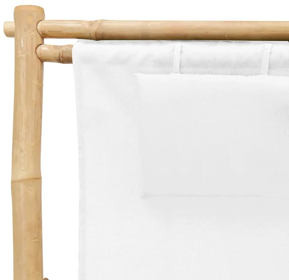 Cadeira de terraço em bambu e lona branco nata