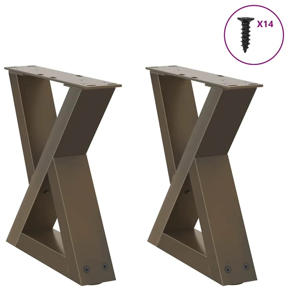vidaXL Pés para mesa de centro 2 peças aço natural 30x(30-31,3) cm aço