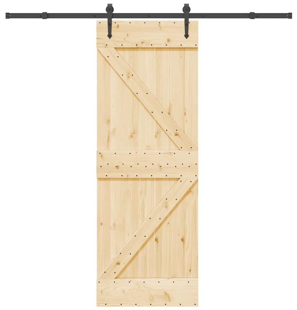 vidaXL Porta de correr com ferragens 70x210 cm madeira de pinho maciça