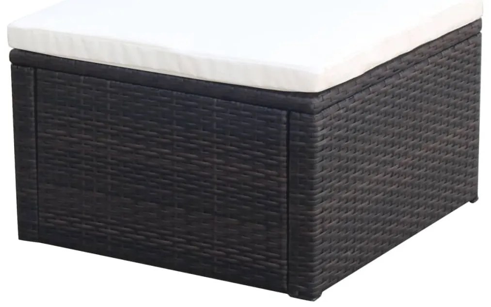 Banco apoio de pés/otomano em vime 53x53x30 cm castanho