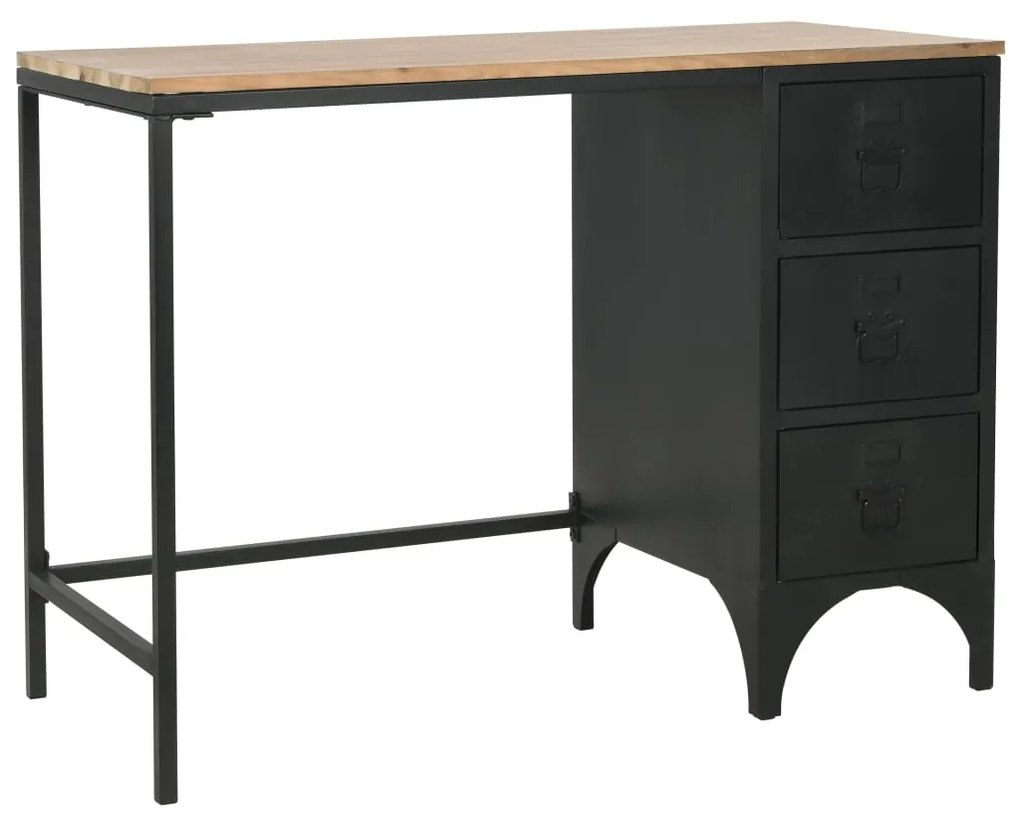 Secretárias Computador, Escritório com um Pedestal Madeira Abeto Maciça e Aço 1000x500x760 mm