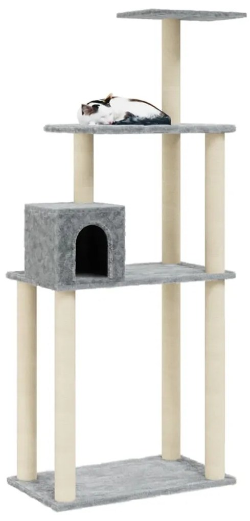 Árvore p/ gatos c/ postes arranhadores sisal 147cm cinza-claro