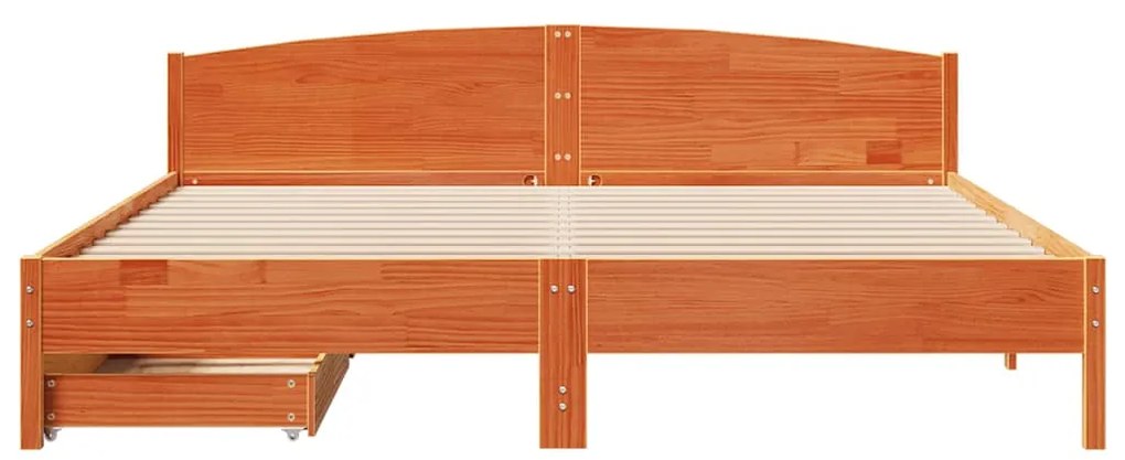 Cama sem colchão 180x200 cm pinho maciço castanho-mel