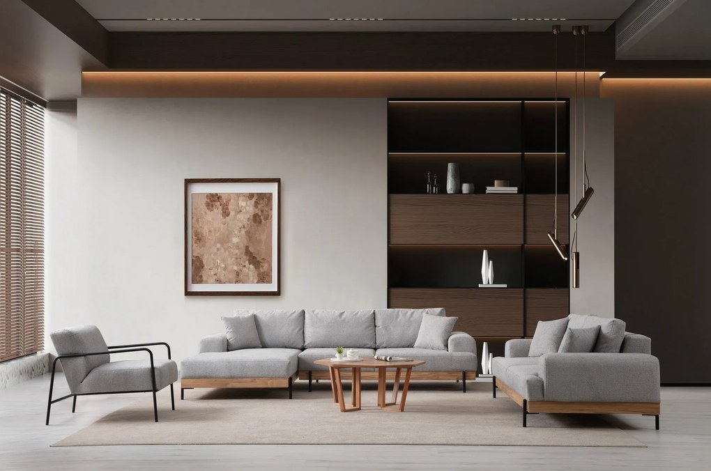 Sofá de Canto Eti – Cinzento – 170 x 280 cm