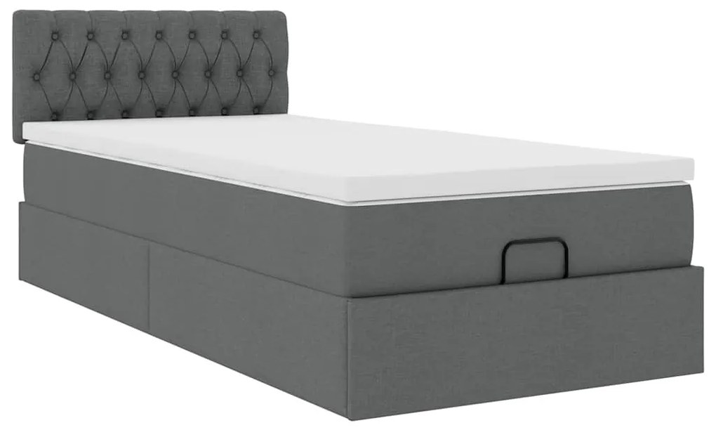 Cama Otomana com colchão & LEDs 80x200cm tecido cinza-escuro