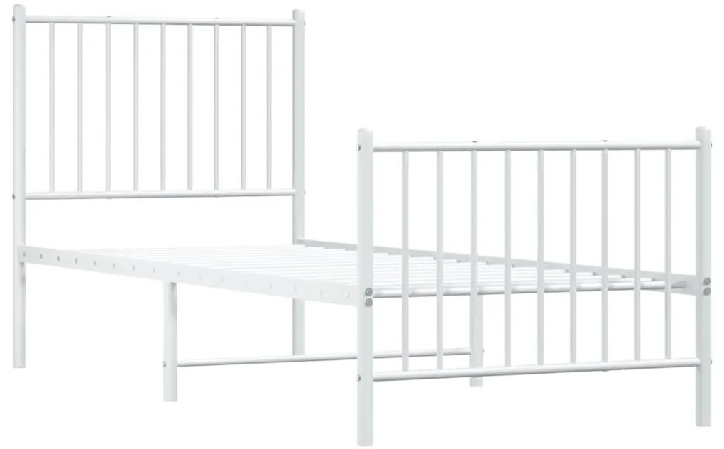 Estrutura de cama com cabeceira e pés 80x200 cm metal branco