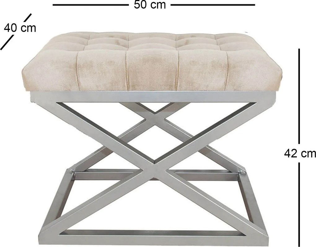 Pouffe Capraz – Silver Cream – 50x42x40 cm