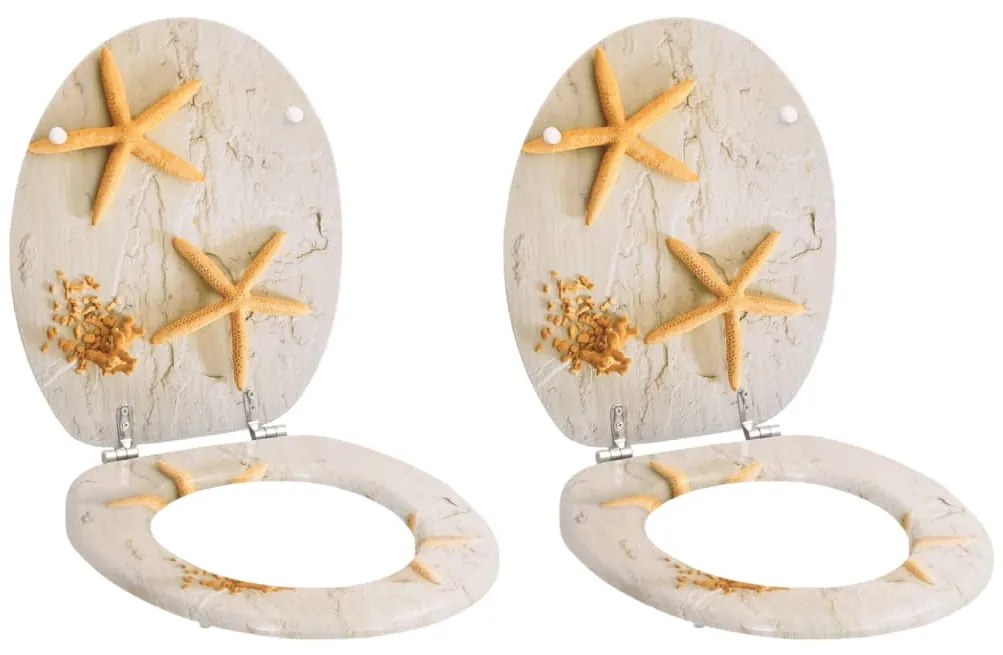 Assentos de sanita com tampas 2 pcs MDF estrela-do-mar