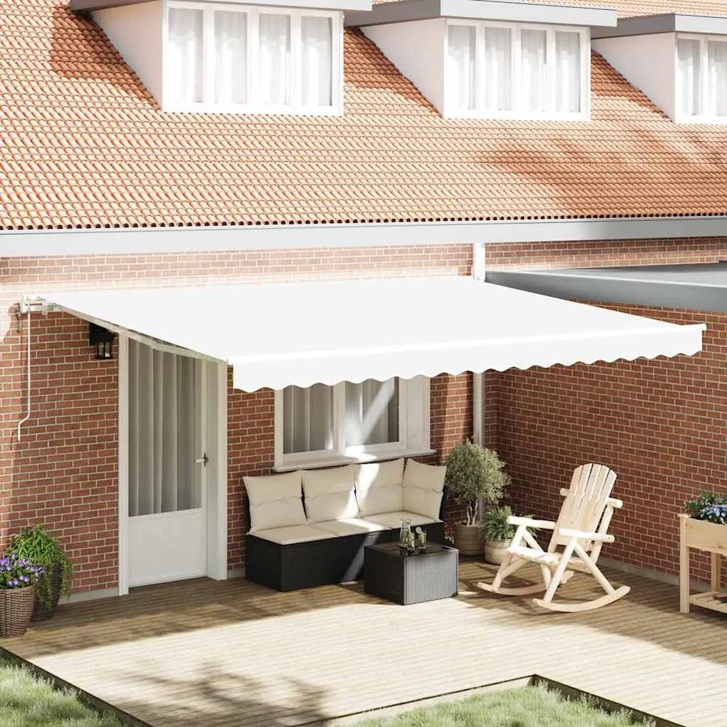 vidaXL Toldo Retrátil Manual Branco 450 × 300 cm tecido