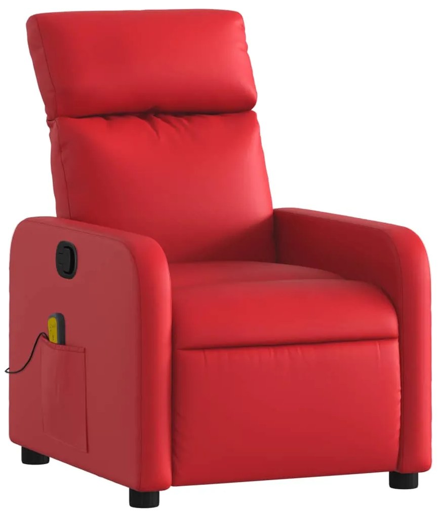 Poltrona de massagens reclinável couro artificial vermelho