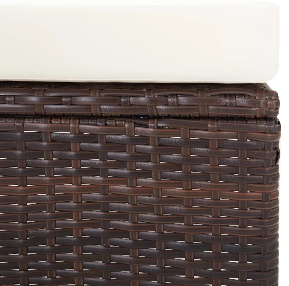 2 pcs conjunto lounge jardim c/ almofadões vime PE castanho