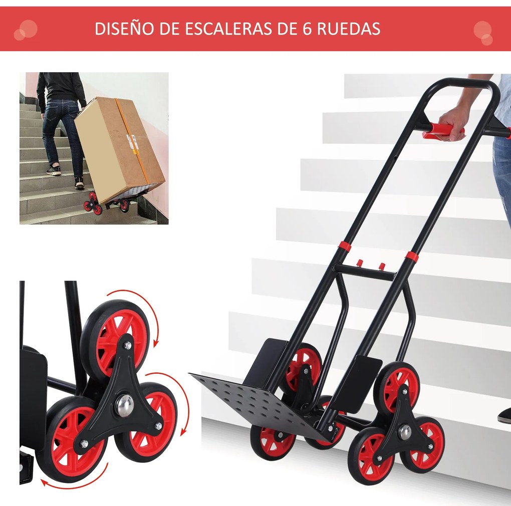 DURHAND Carrinho de mão de escada dobrável com rodas Carrega 150 kg de