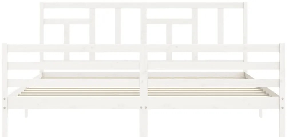 Estrutura de cama com cabeceira 200x200cm madeira maciça branco