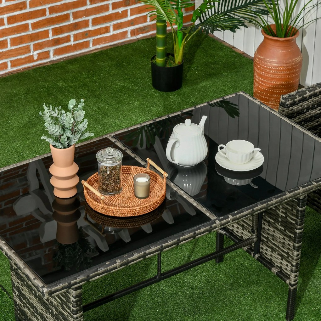 Conjunto de Jardim 6 Peças em Vime Sintético – Modena Gris – Cinzento