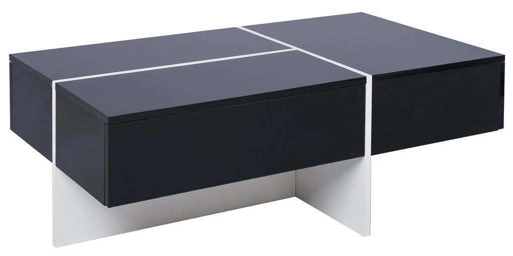 Mesa de centro com alto brilho com Sistema de Iluminação LED,100x50x34,5cm, Preto