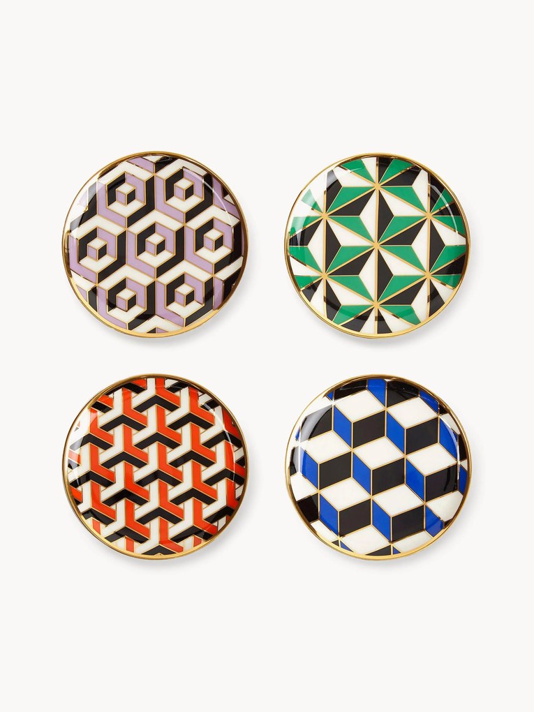 Bases para copos em porcelana com ouro Versailles, conjunto de 4