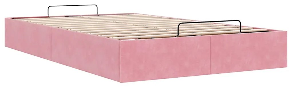 Ottoman Bed Frame No Colchão Rosa 120x200 cm Veludo