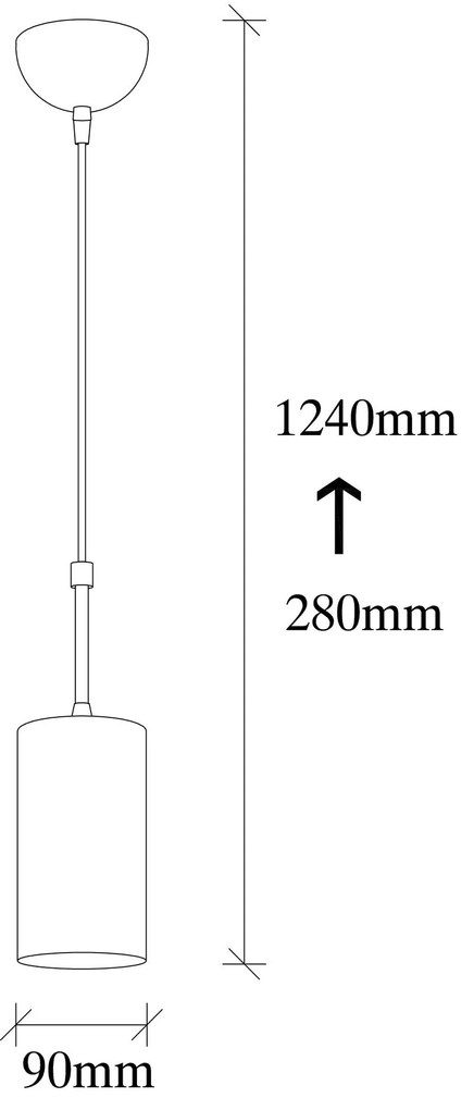 Candeeiro de Teto Kem – Preto Níquel – Diâmetro 9 cm x Altura 124 cm