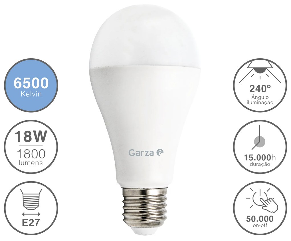 Lâmpada Led Standard E27 18W Luz Fria