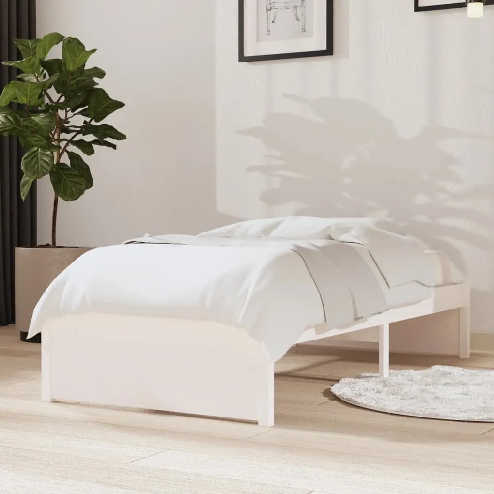 Estrutura cama pequena solteiro 75x190 cm madeira maciça branco