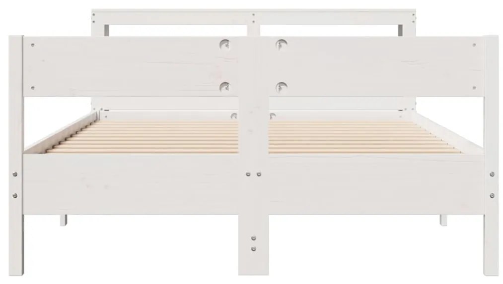 Cama sem colchão 150x200 cm madeira de pinho maciça branco