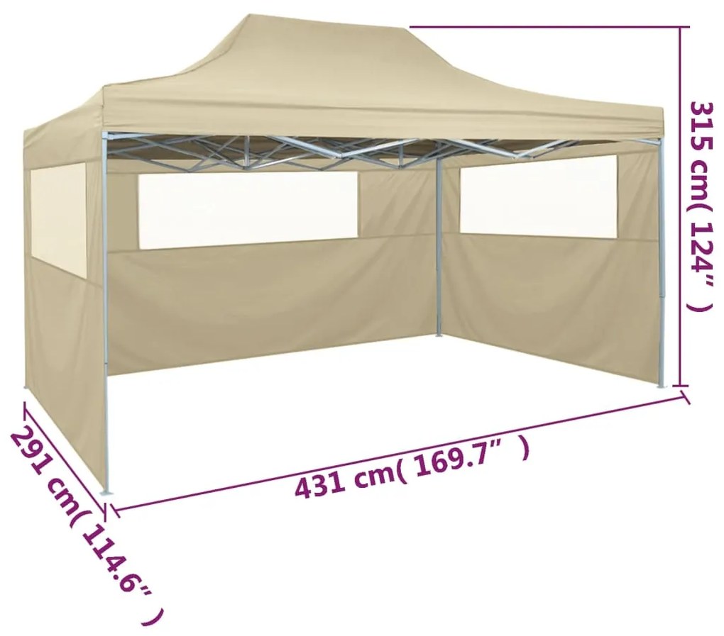 Tenda Dobrável Pop-Up Paddock Profissional Impermeável - 3x4 m - Creme