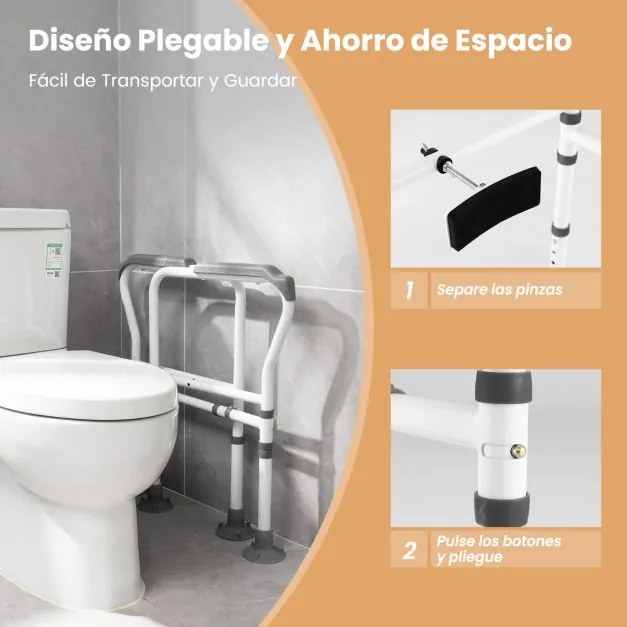 Apoio para braços Sanita para idosos e para pessoas com deficiência com altura e largura ajustáveis e correia fixa cinzento