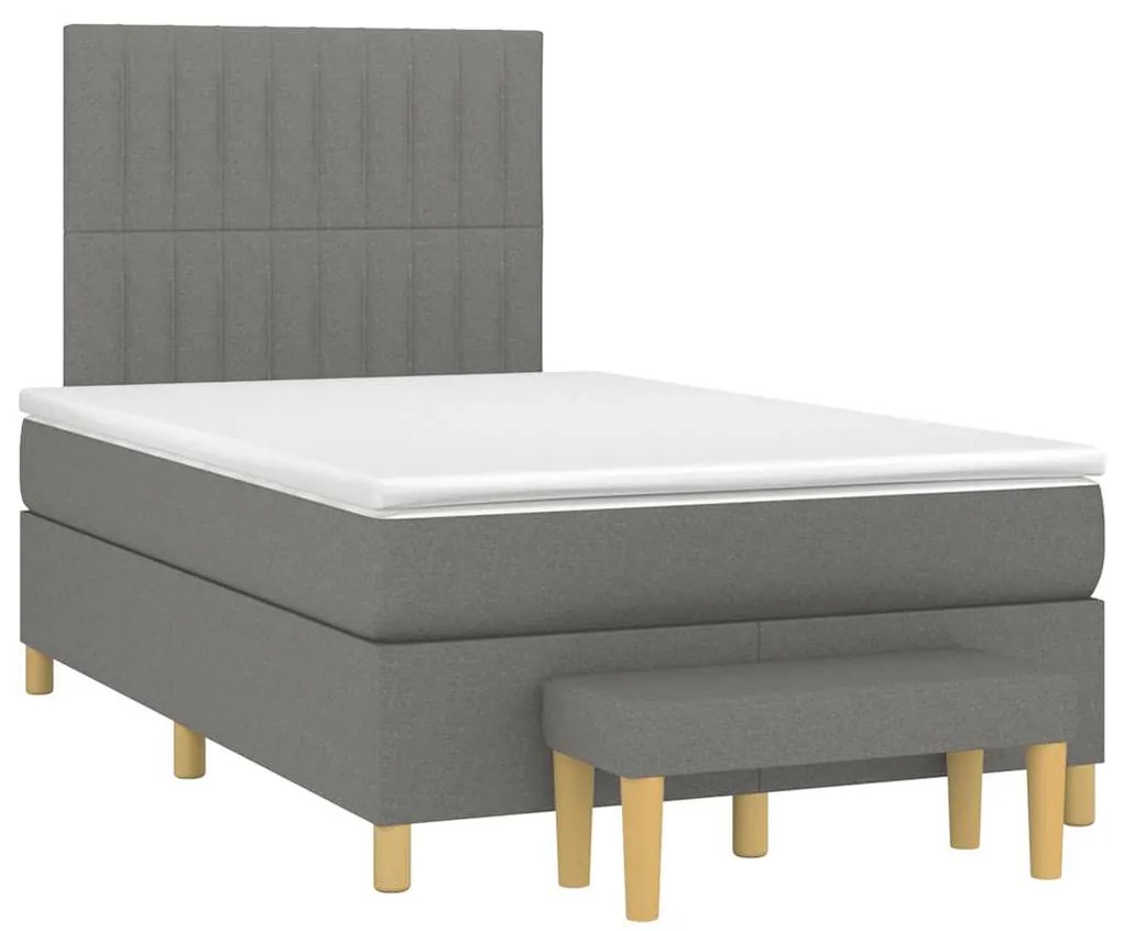 Cama boxspring com colchão 120x190 cm tecido cinzento-escuro