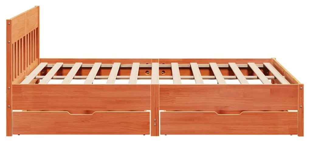 Cama sem colchão 200x200 cm pinho maciço castanho-mel
