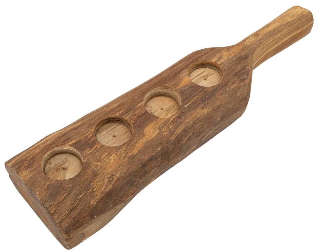 Castiçal em Madeira Teca Reciclada – 51x14x6 cm