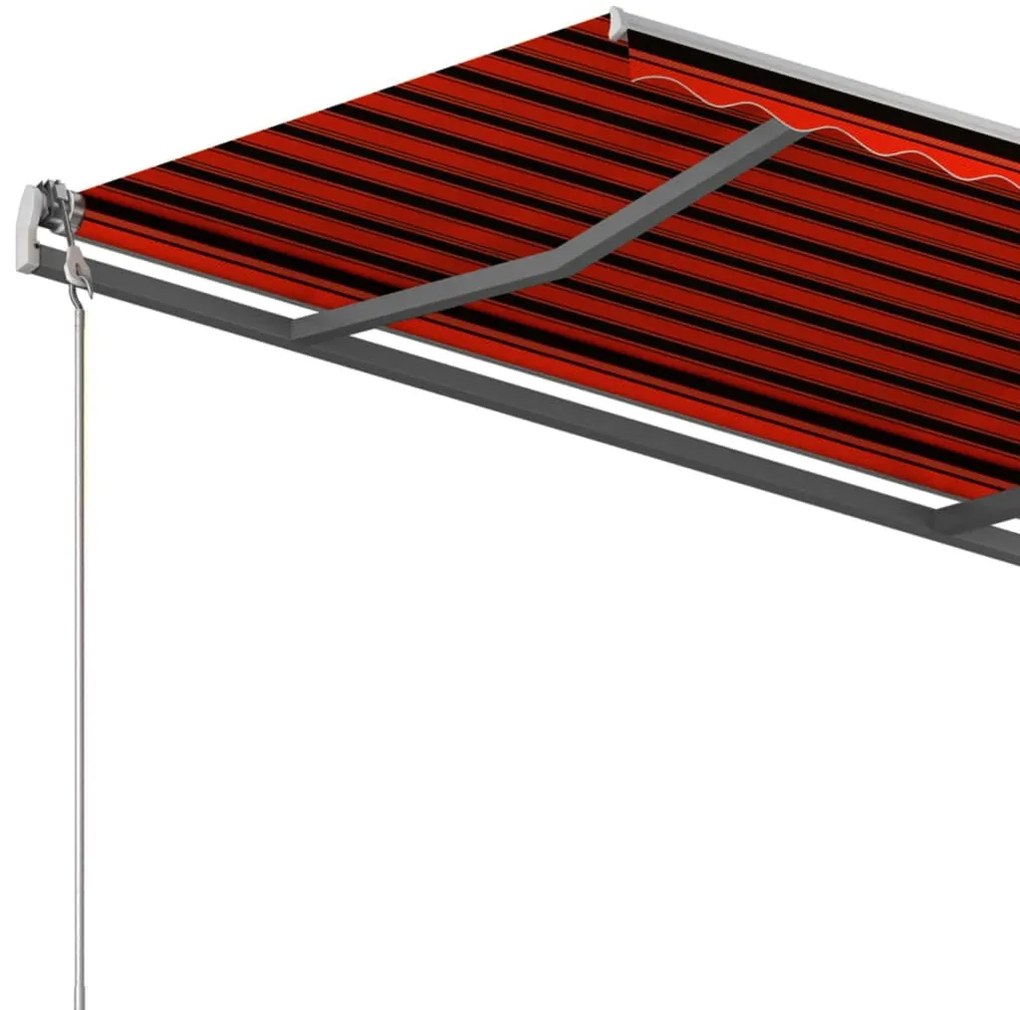 Toldo retrátil manual com postes 3,5x2,5 m laranja e castanho