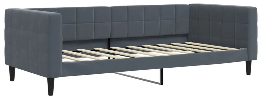 Sofá-cama com colchão 90x190 cm veludo cinzento-escuro