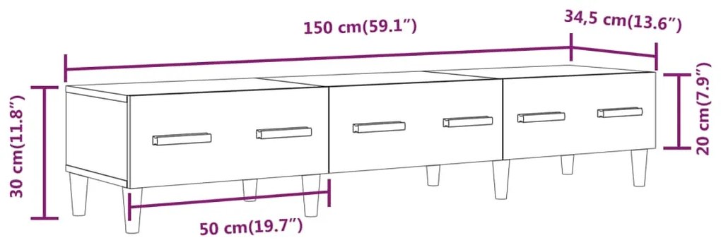 Móvel de TV 150x34,5x30 cm derivados de madeira cinzento sonoma