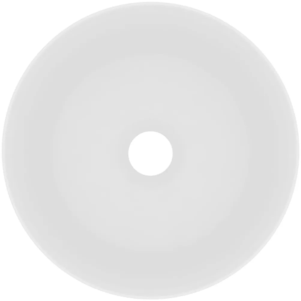 Lavatório luxuoso redondo 40x15 cm cerâmica branco mate