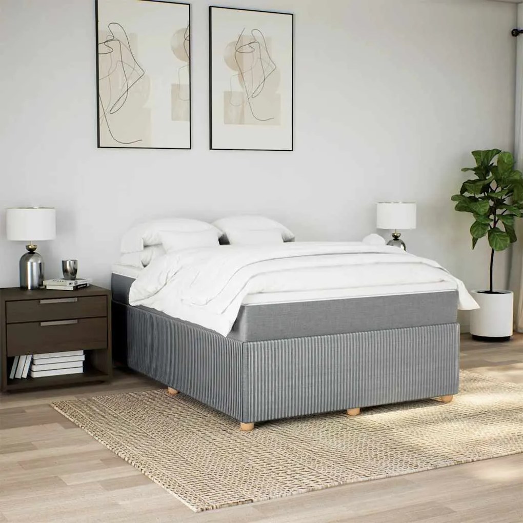 Cama com molas/colchão 160x200 cm tecido cinzento-claro