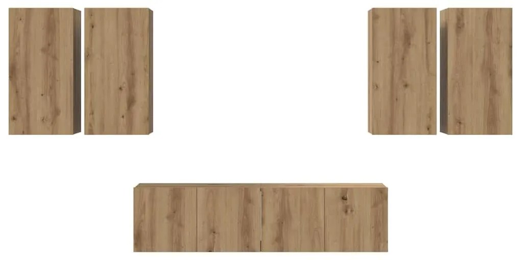 Conjunto de móvel de TV com prateleira 6 pcs carvalho artisiano