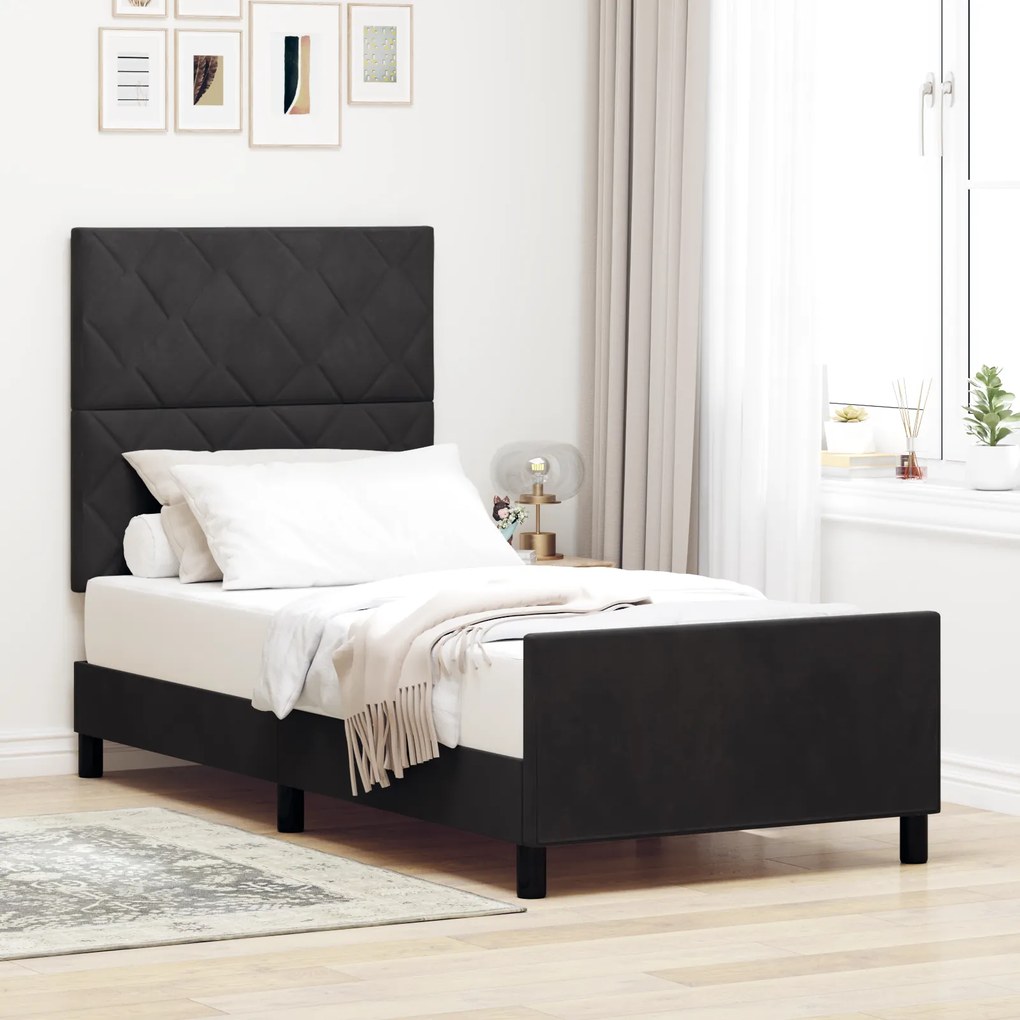vidaXL Estrutura de Cama Preta 90x190 cm Veludo