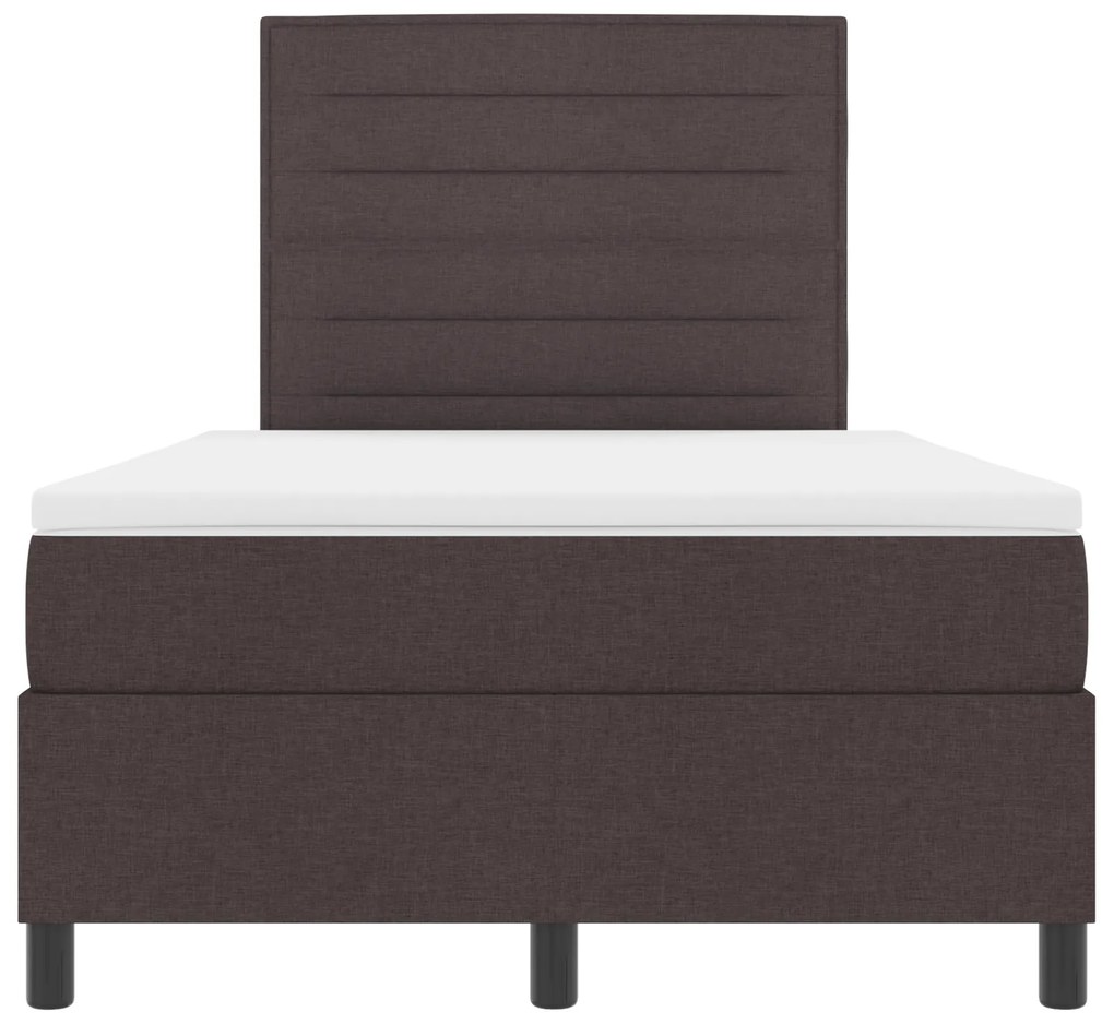 Cama Box Spring com Colchão Marrom Escuro 120x200 cm Tecido