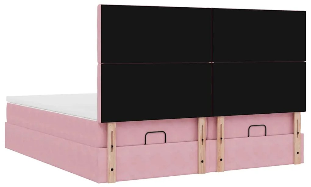 Estrutura de cama otomana com colchões 180x200 cm veludo rosa