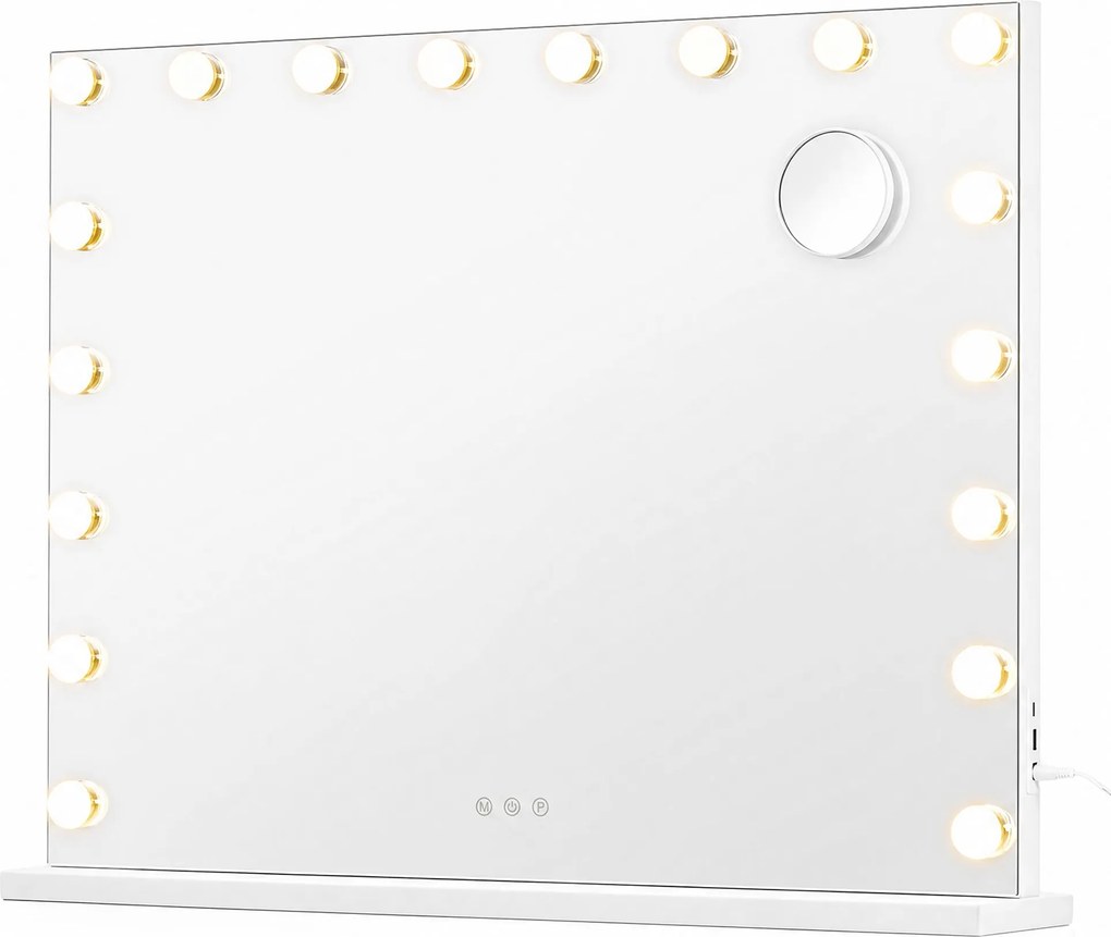 Espelho de maquilhagem 62 x 80 x 5,7 cm Hollywood com 18 LEDs reguláveis Branco