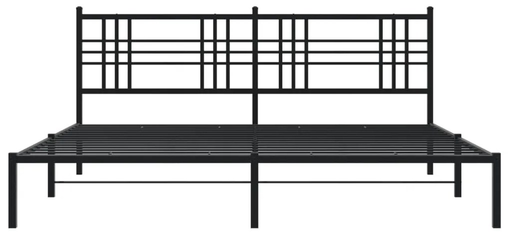 Estrutura de cama com cabeceira 200x200 cm metal preto